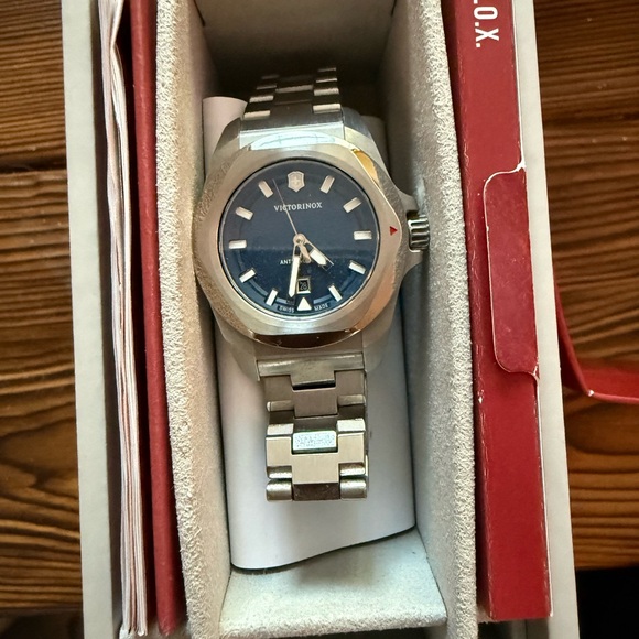Victorinox Silver Watch with Blue Dial